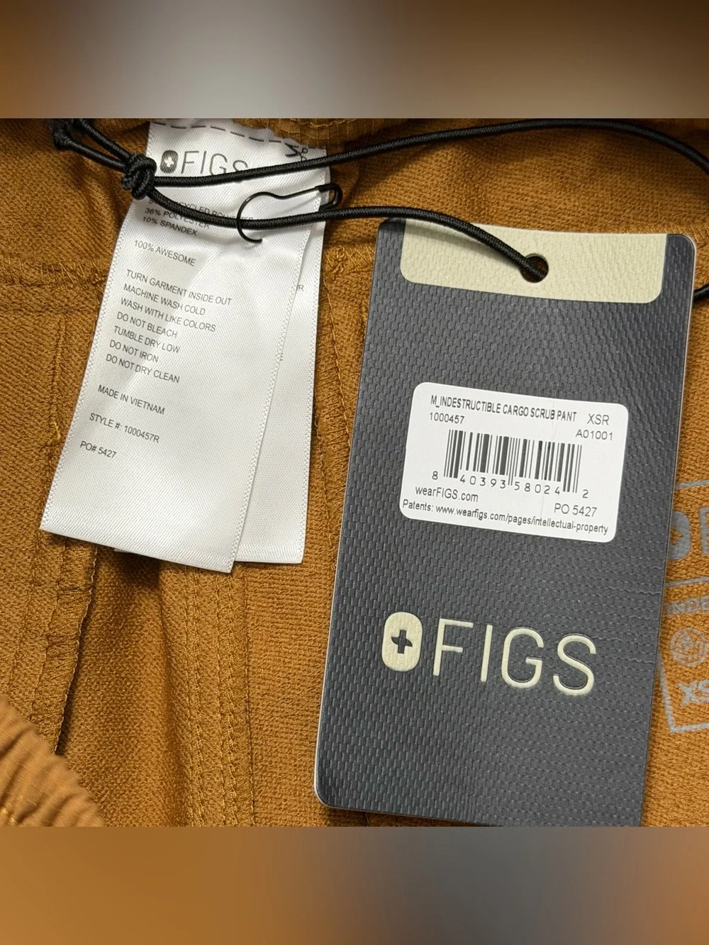 NWT FIGS Men’s Indestructible Cargo Scrub Pant Earth Tan Brown Ripstop XS Reg